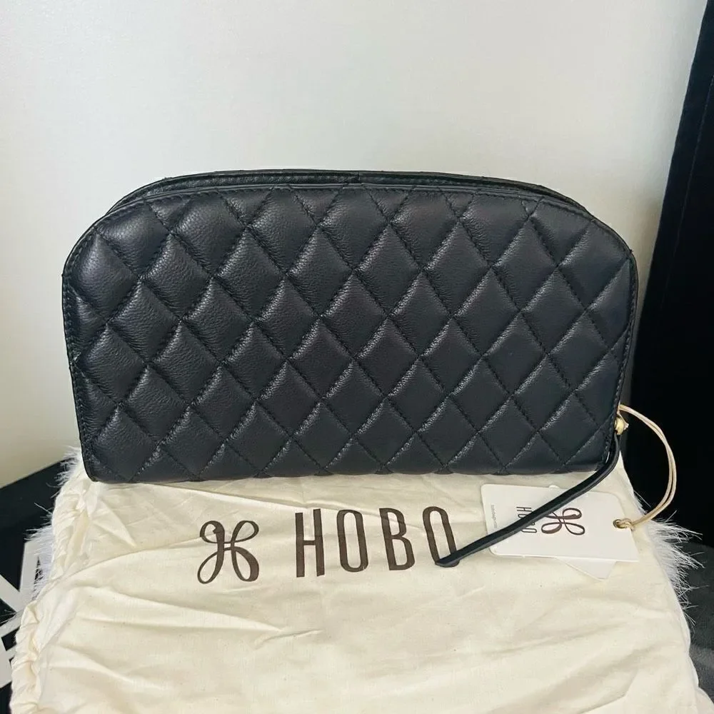 HOBO‎ Cole Quilted Leather Clutch Bag, Classic Chic Party Bag, Black, NWT